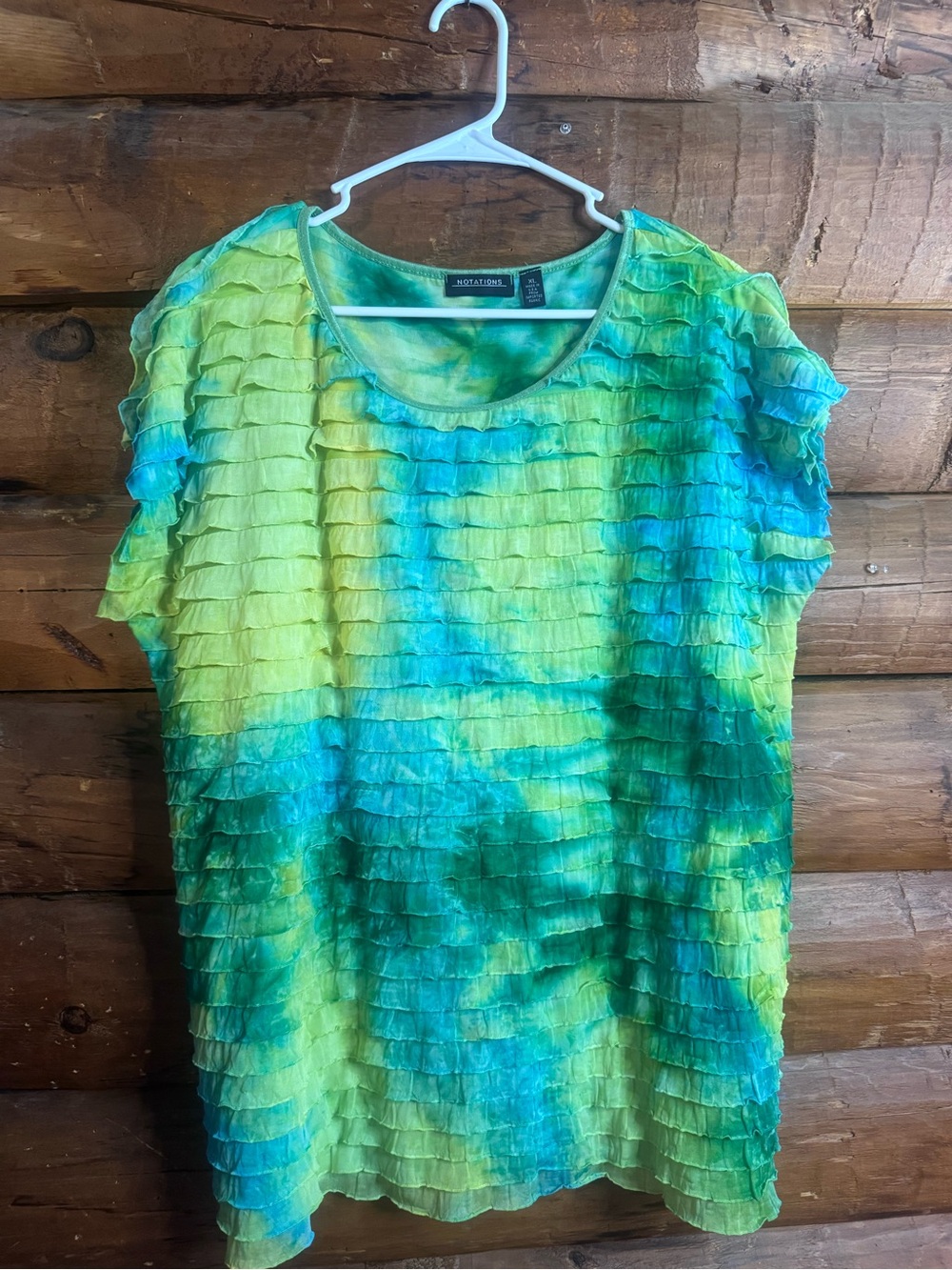 Notations Lime & Teal Ruffle Top